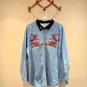 Bobbie Brooks Light Blue Denim Shirt with Black Collar